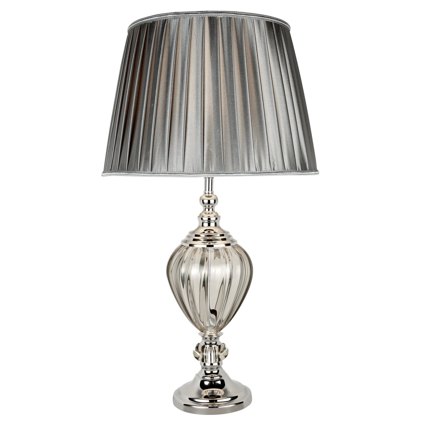 Greyson Clear Glass Urn Base & Pewter Shade Table Lamp