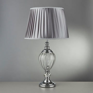 Greyson Clear Glass Urn Base & Pewter Shade Table Lamp