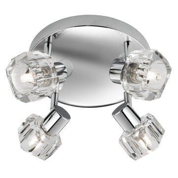 LED Triton 4 Lights Chrome Clear Glass Spotlight Plate Ceiling Light