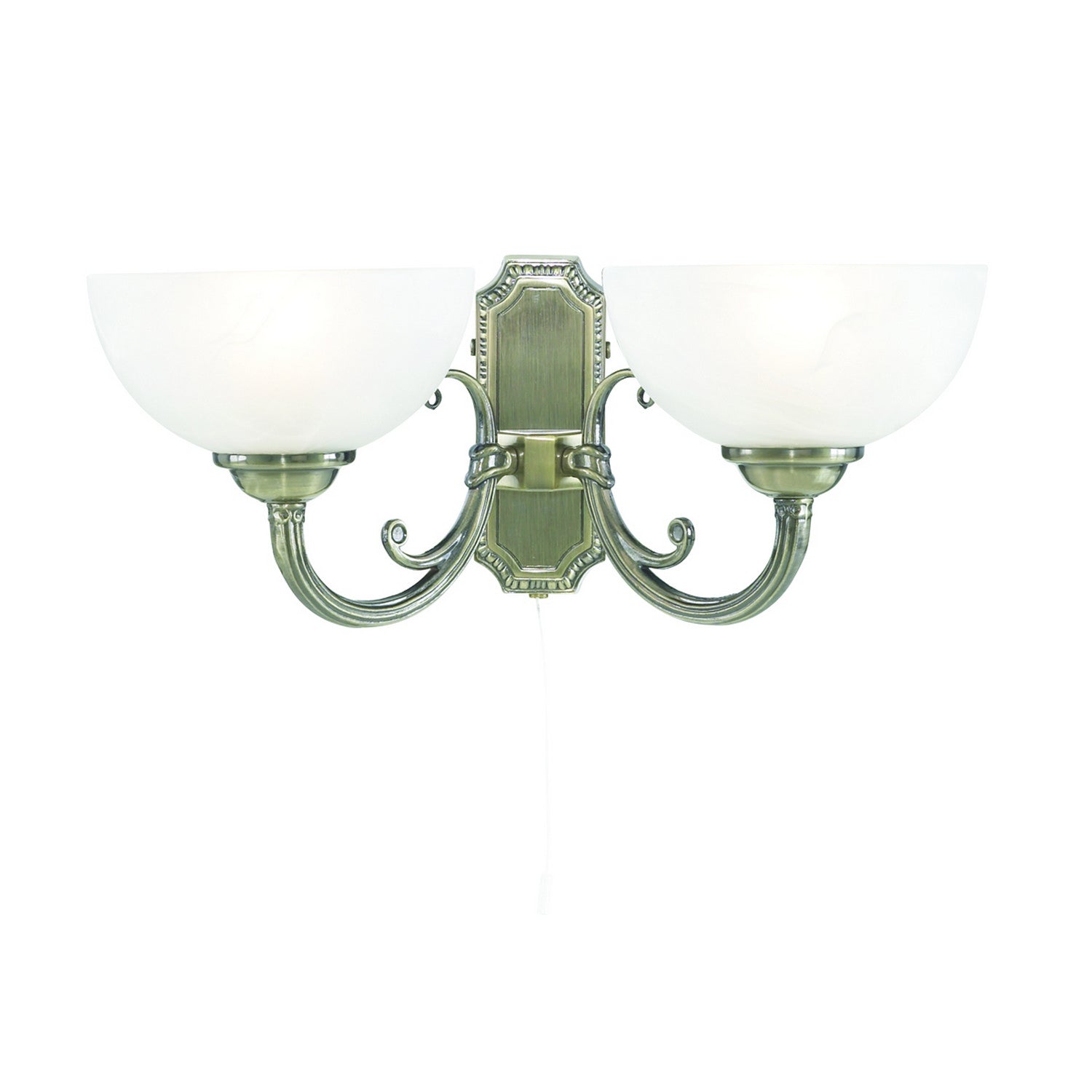 Windsor 2 Light Wall Bracket Fitting With Alabaster Glass Shades