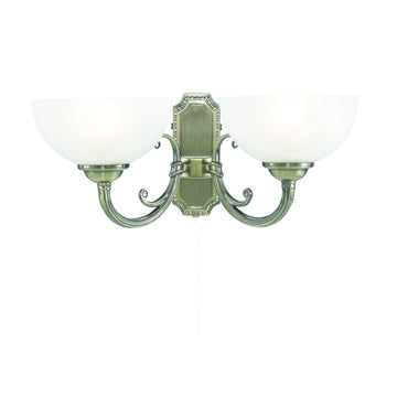 Windsor 2 Light Wall Bracket Fitting With Alabaster Glass Shades