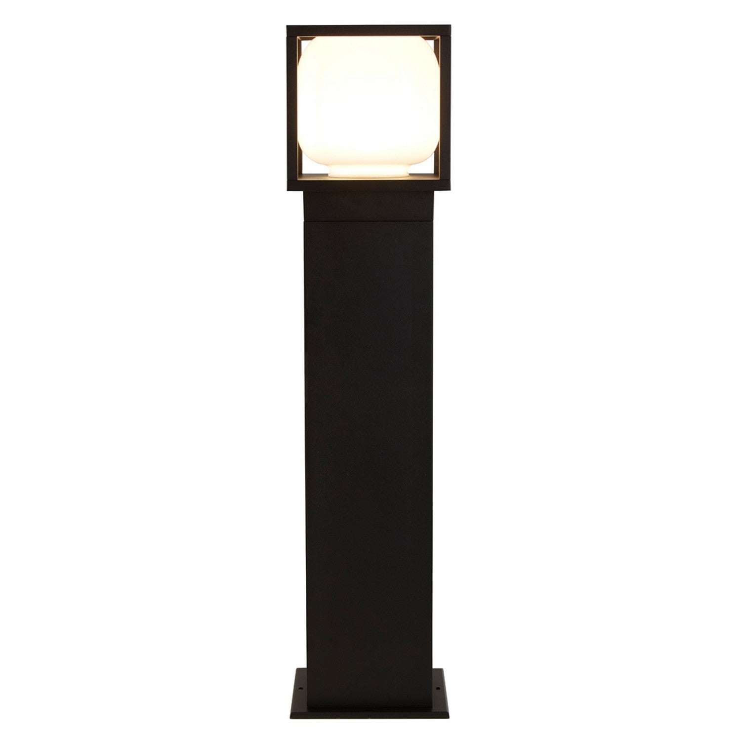 Athens 65cm LED Outdoor Post Black With Opal Shade