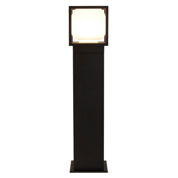 Athens 65cm LED Outdoor Post Black With Opal Shade