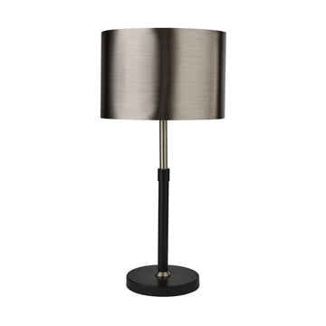 Black & Chrome Table Lamp With Brushed Black Chrome Shade