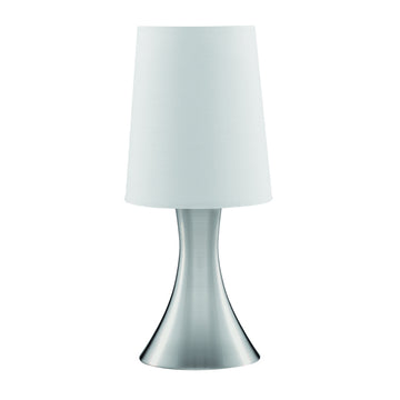 Satin Silver Touch Desk Table Lamp With White Bedside Office Light