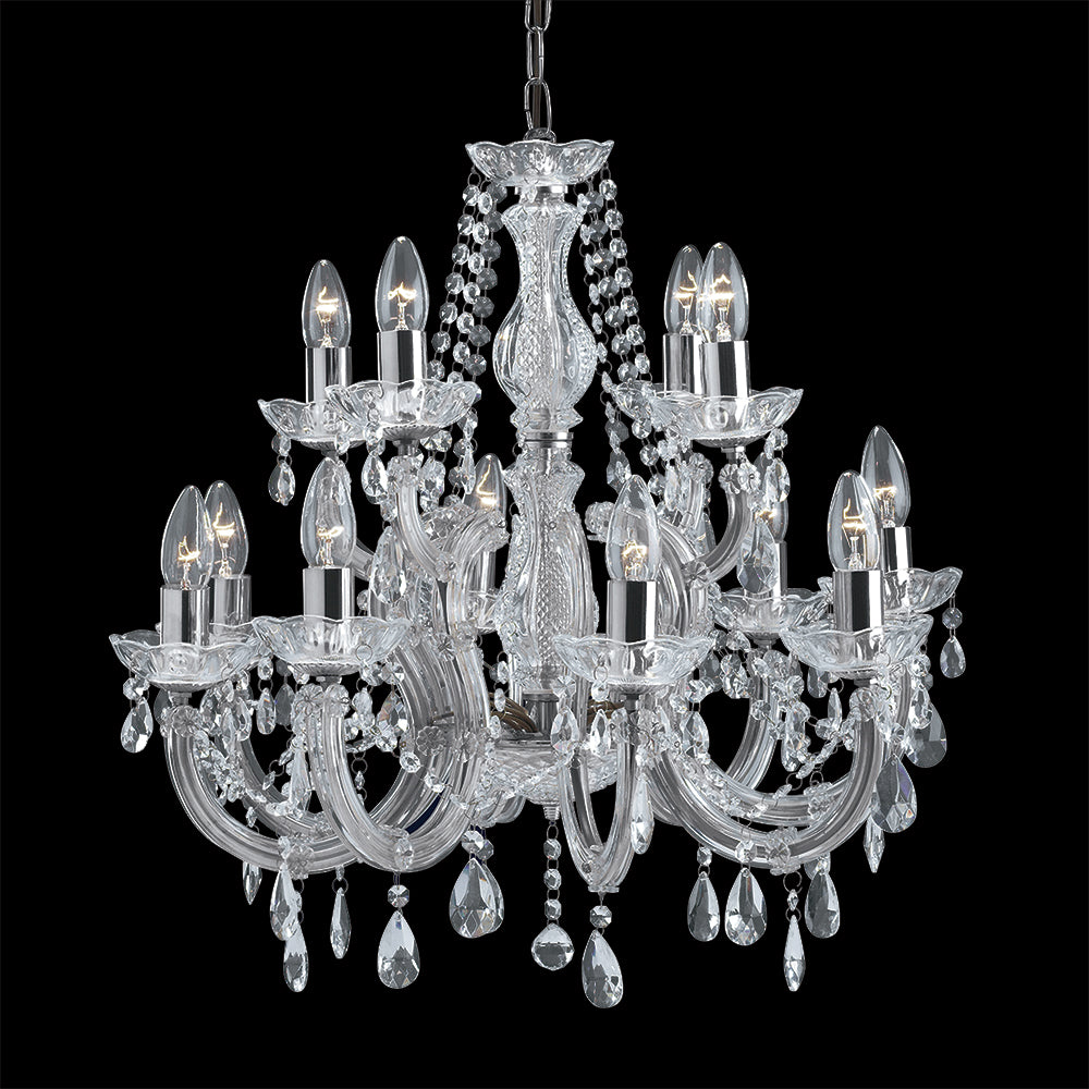 12 Lights Chrome Crystal Chandelier