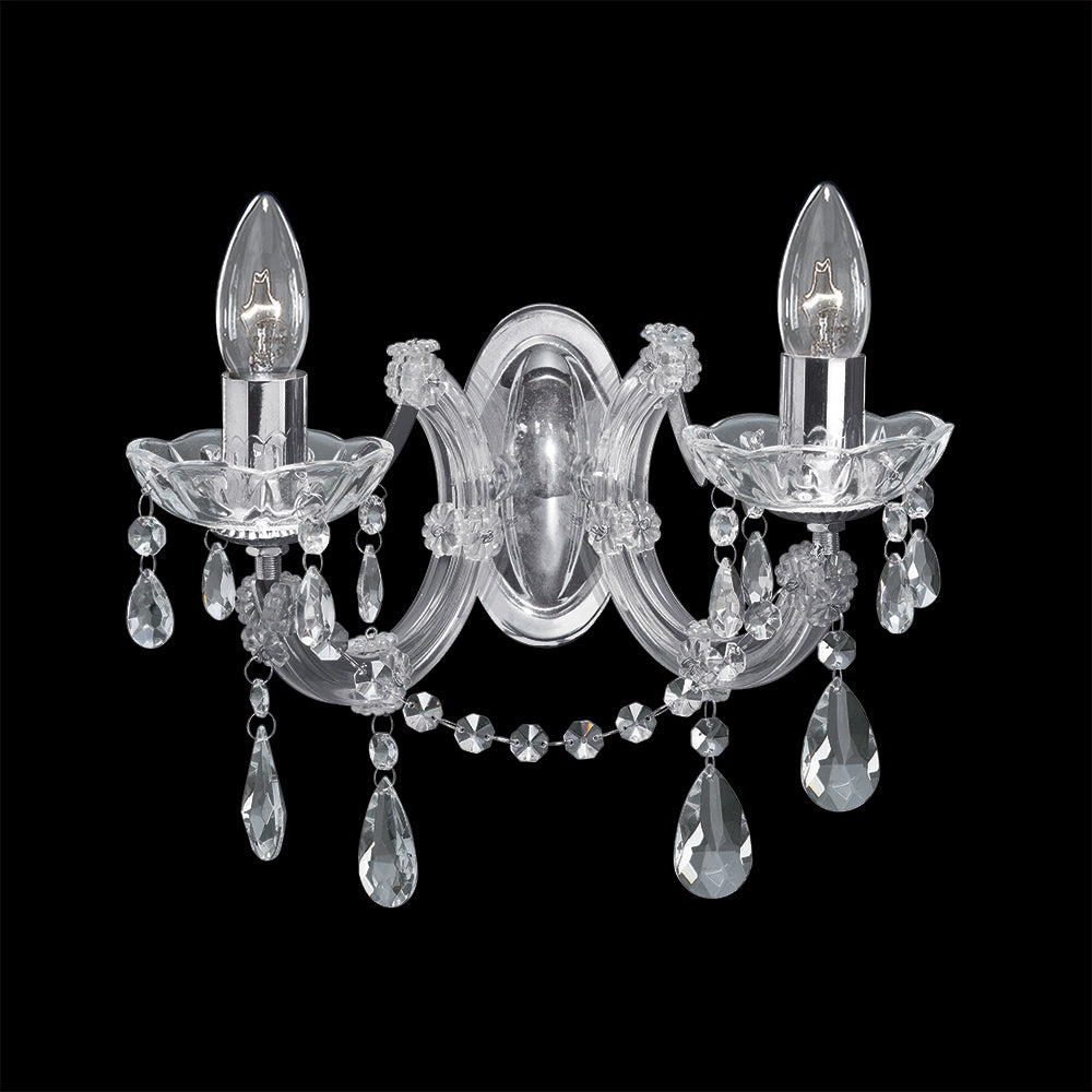 Marie Therese 2 Lights Crystal Glass Chrome Wall Fitting Bracket