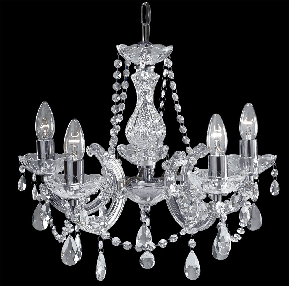 Marie Therese 5 Lights Chrome Crystal Chandelier