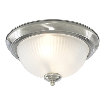 American Diner Satin Silver & Acid Glass IP44 Flush
