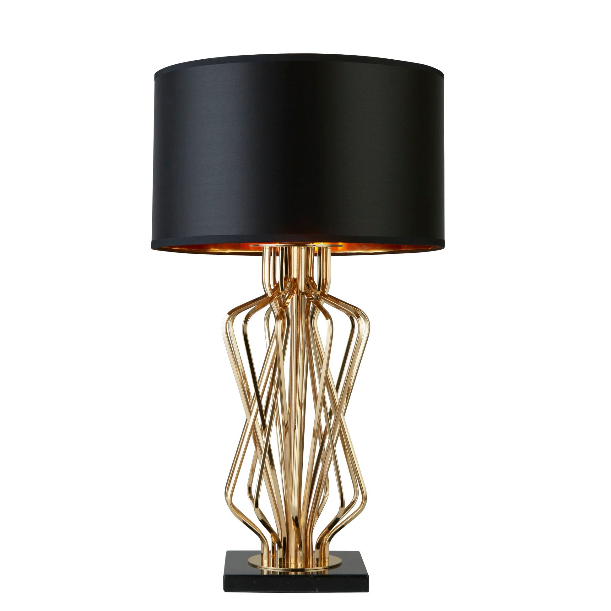 Ethan Marble Base With Black Drum Shade Table Lamp