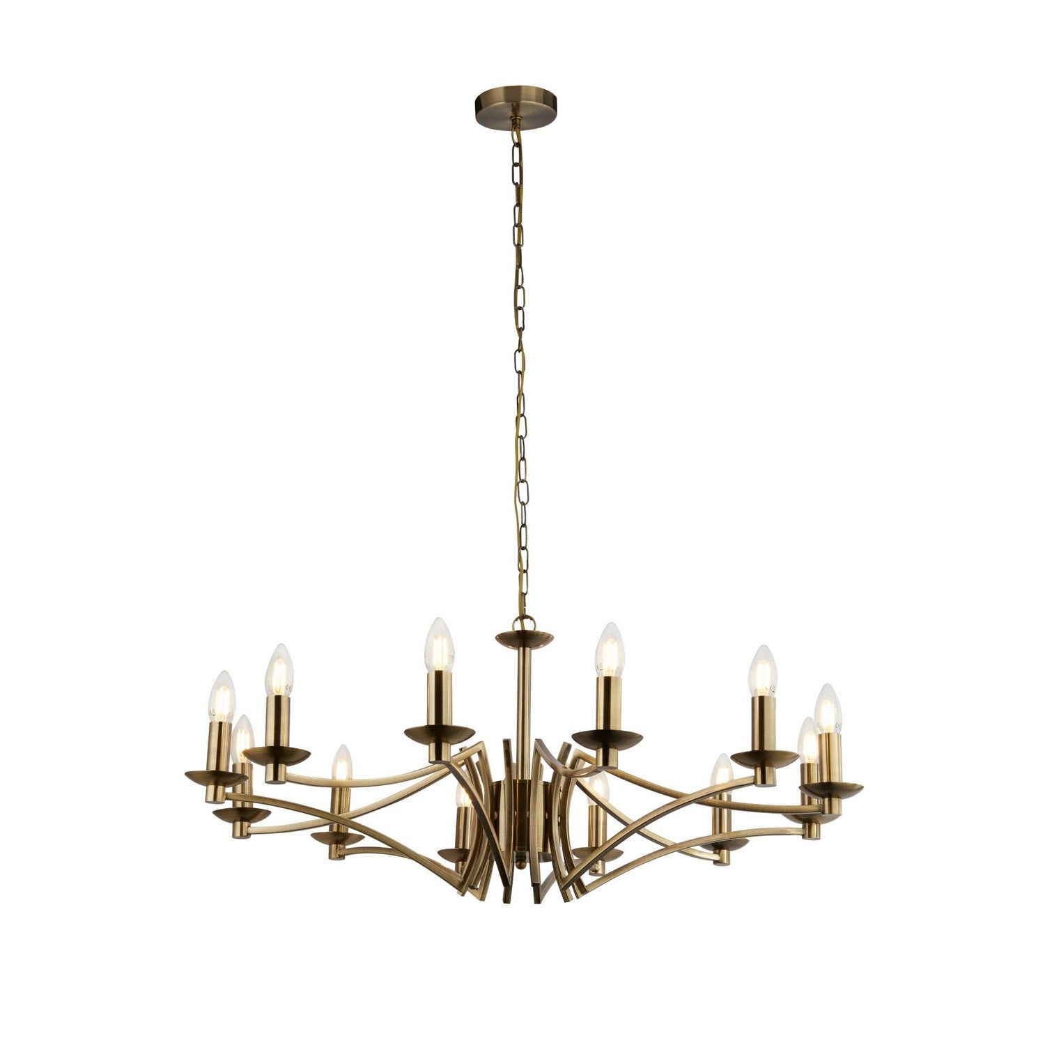 Ascot 12 Lights Antique Brass Pendant