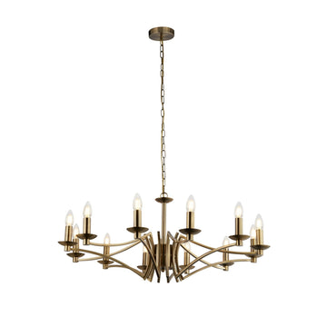 Ascot 12 Lights Antique Brass Pendant