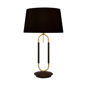 Jazz Satin Brass Black & Black Velvet Shade Table Lamp