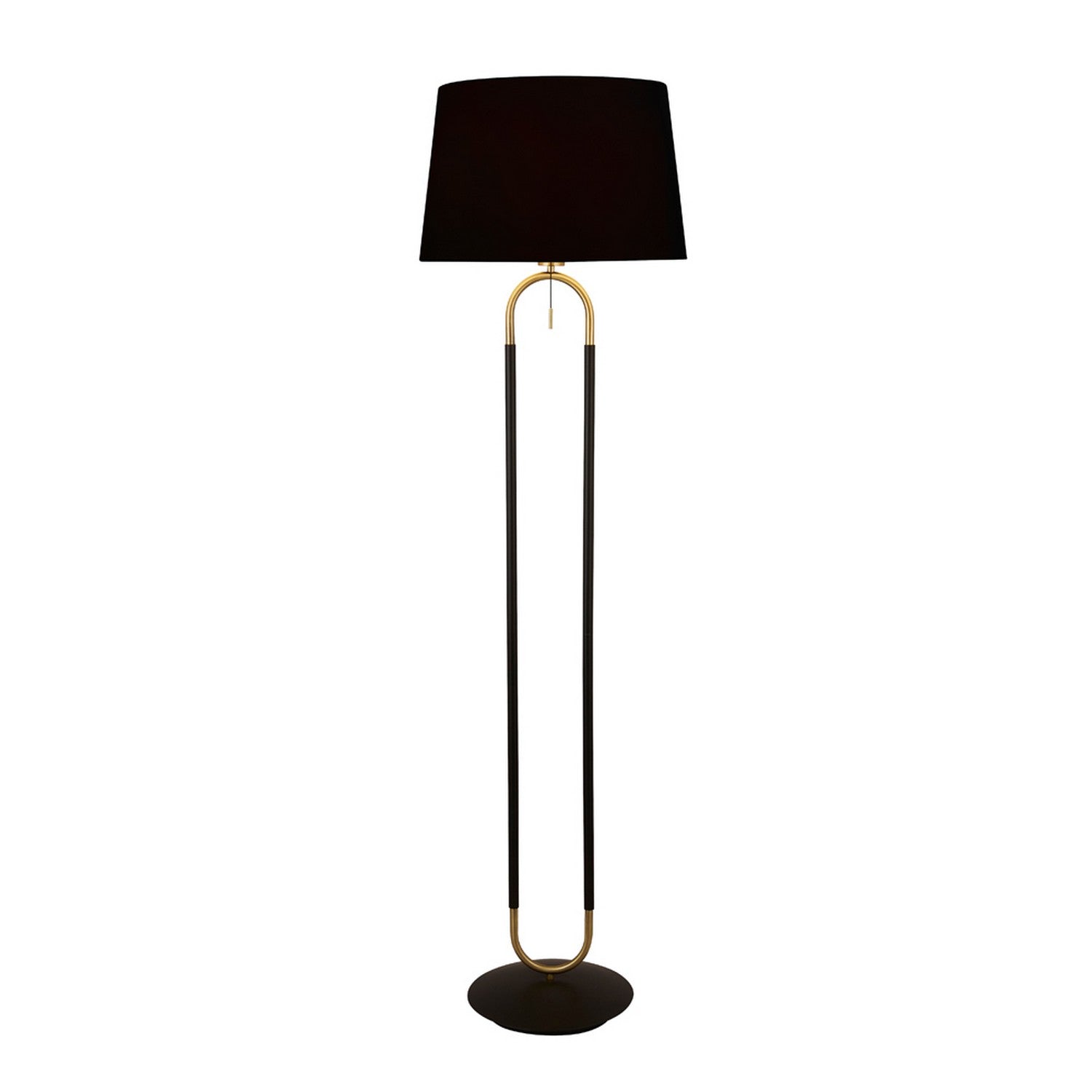 Jazz Satin Brass Black & Black Velvet Shade Floor Lamp