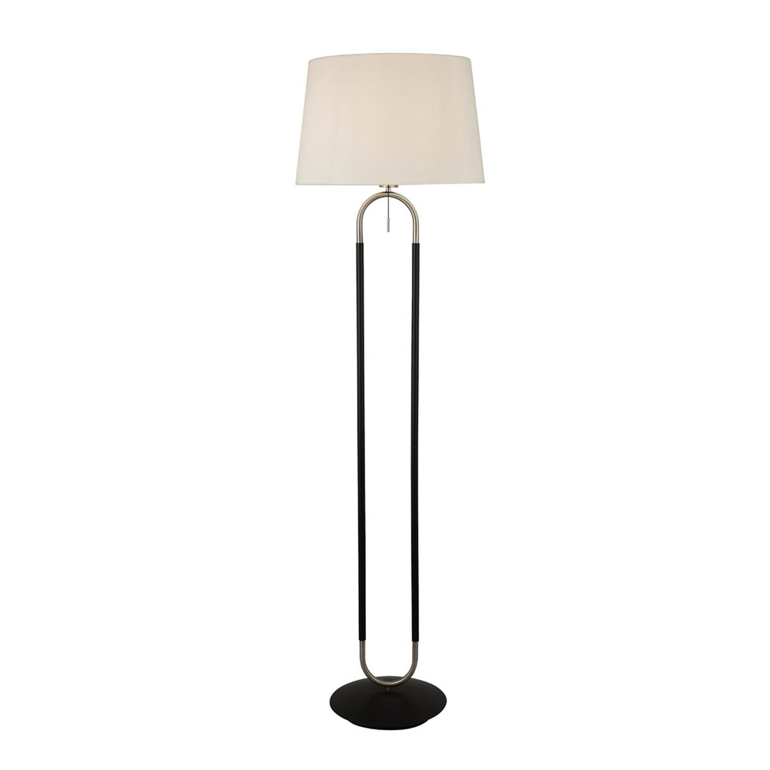 Jazz Satin Silver Black & White Velvet Shade Floor Lamp