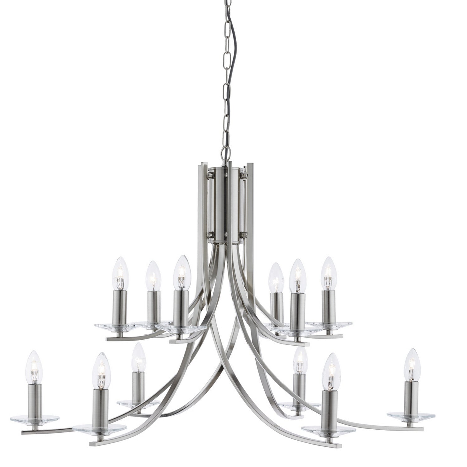 Ascona 12 Light Satin Silver & Clear Glass Sconce Chandelier