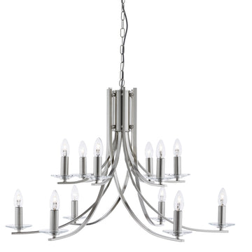 Ascona 12 Light Satin Silver & Clear Glass Sconce Chandelier