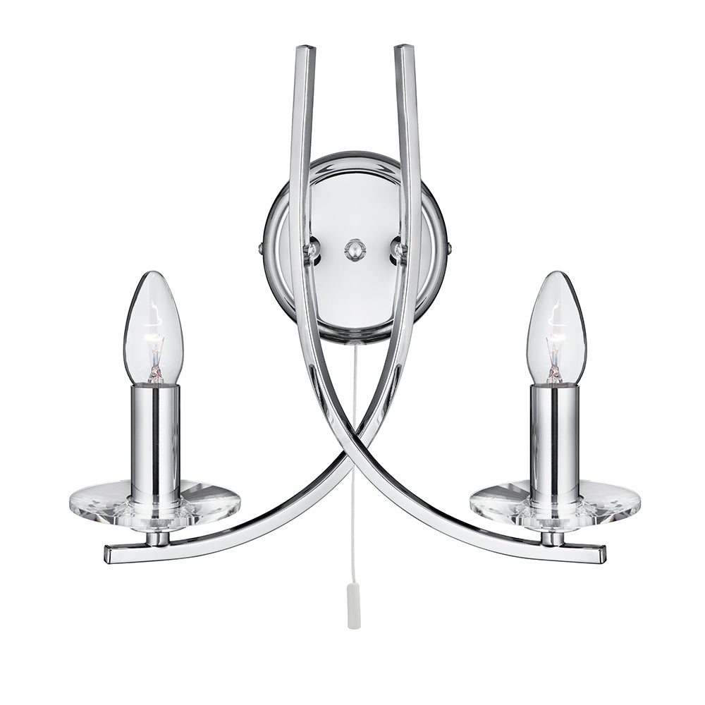 Ascona 2 Lights Chrome & Clear Glass Wall Chandelier