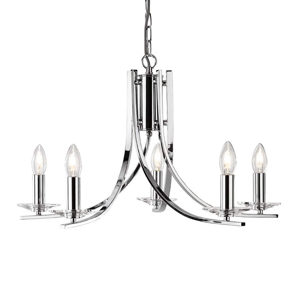 Ascona 5 Light Chrome & Clear Glass Sconces Chandelier