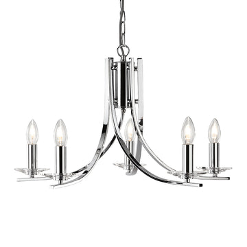 Ascona 5 Light Chrome & Clear Glass Sconces Chandelier