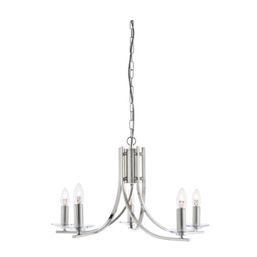Ascona 5 Light Satin Silver & Clear Glass Sconces Chandelier