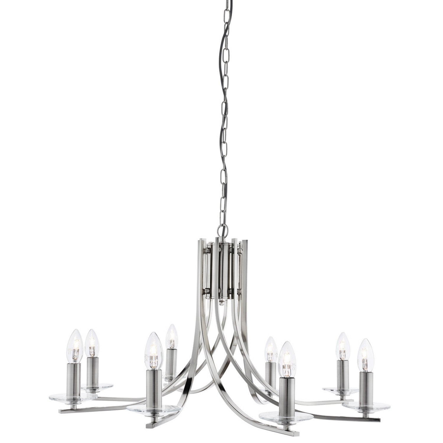 Ascona 8 Light Satin Silver & Clear Glass Sconces Chandelier