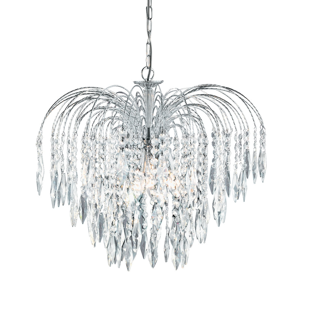 Waterfall 5 Light Chrome & Crystal Chandelier