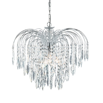 Waterfall 5 Light Chrome & Crystal Chandelier