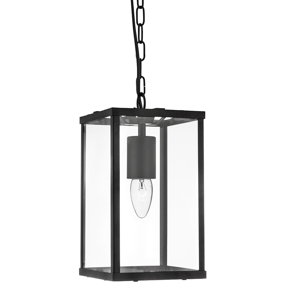 Lantern Noir Matt Black & Glass Ceiling Pendant