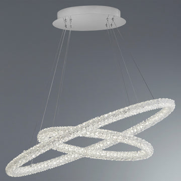 Circle LED 2 Oval Ring Chrome Clear Crystal Ceiling Pendant Light