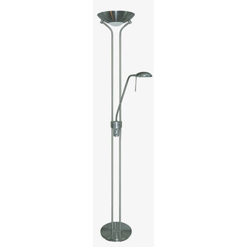 Satin Silver Mother And Child Floor Lamp Light w. Double Dimmer