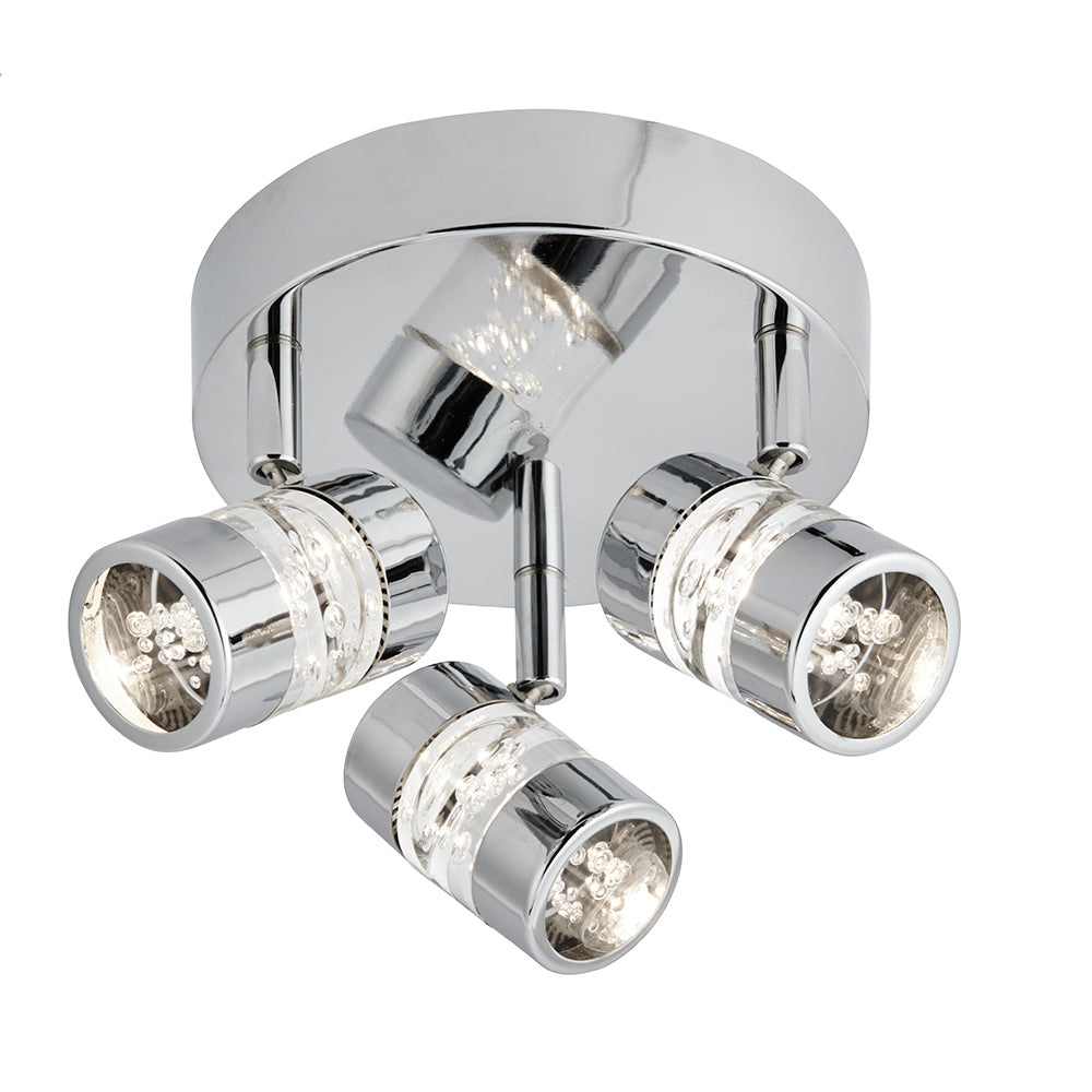 Bubbles 3 Lights LED Chrome & Acrylic Bathroom Spotlight