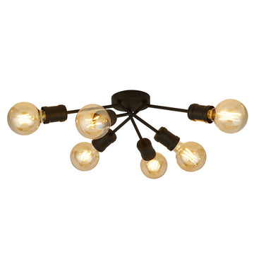 Dance 6 Light Sand Black Metal Flush Ceiling Light