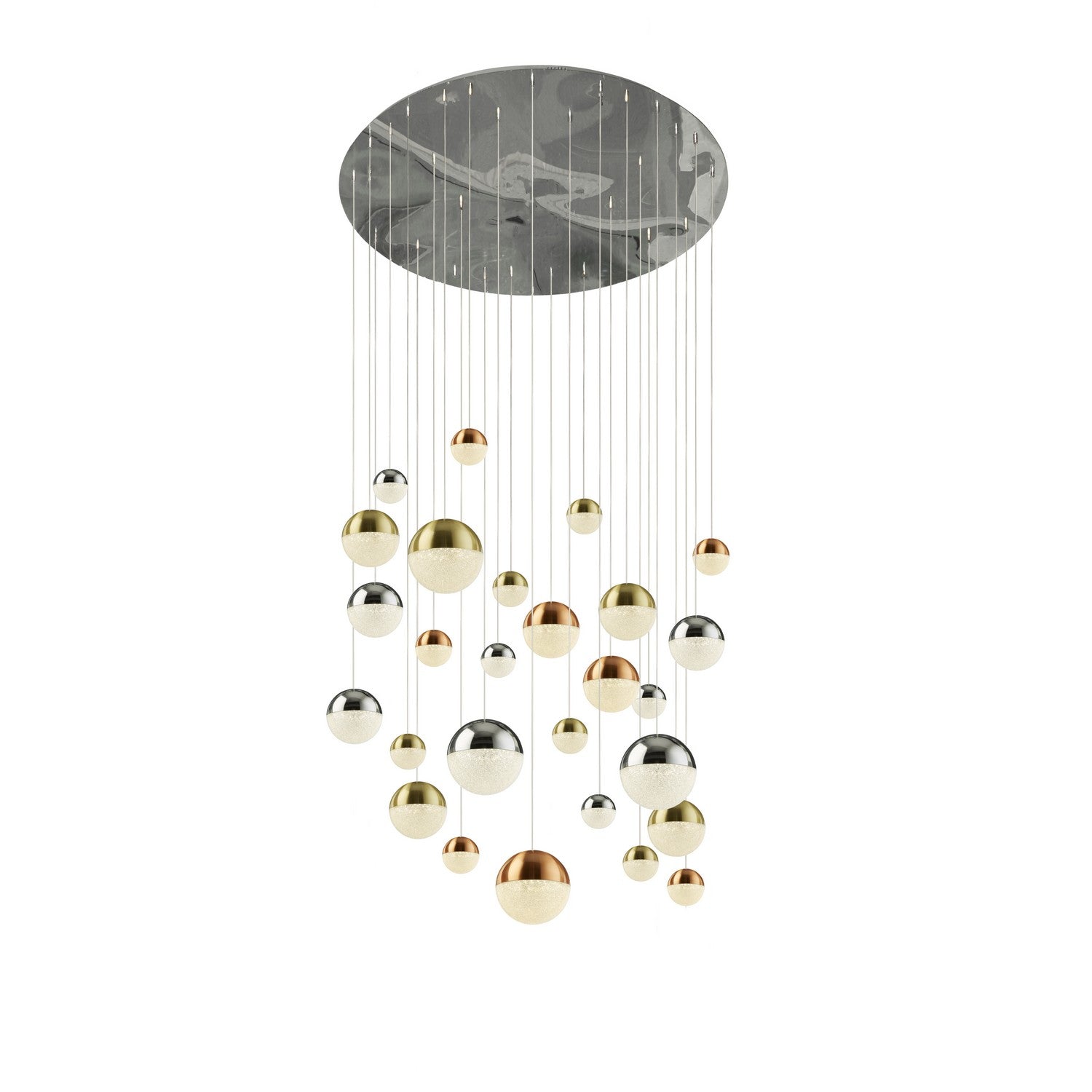 Planets 27 Light Copper Chrome Satin Brass Caps Pendant