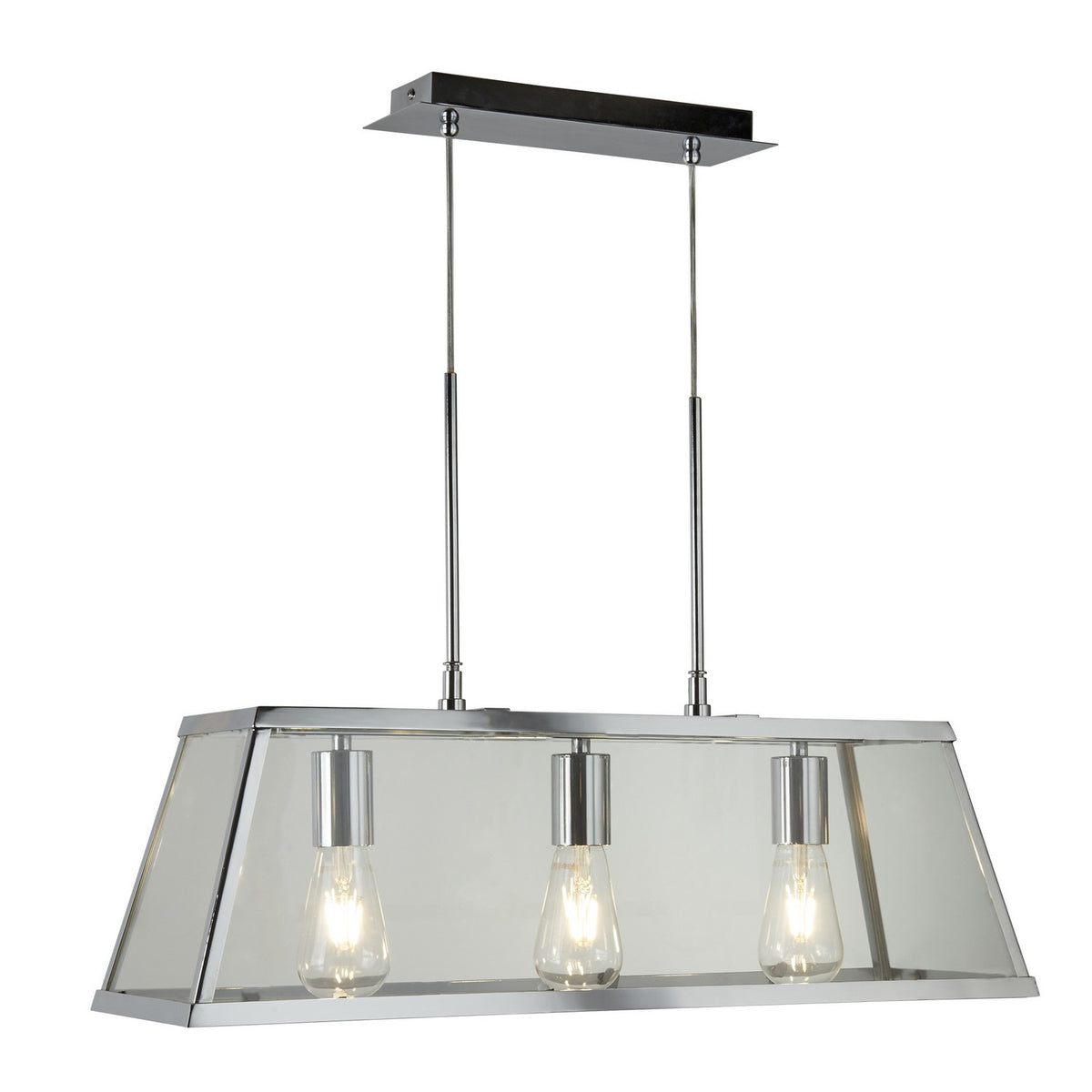 Voyager 3 Lights LED Clear Glass Silver Lantern Bar Lighting