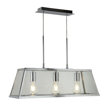 Voyager 3 Lights LED Clear Glass Silver Lantern Bar Lighting