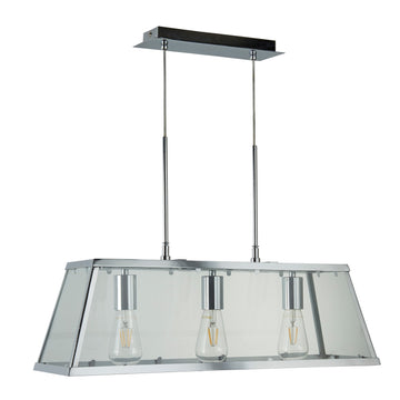 Voyager 3 Lights LED Clear Glass Silver Lantern Bar Lighting