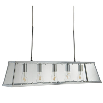 Voyager 5 Light Chrome & Glass Bar Pendant