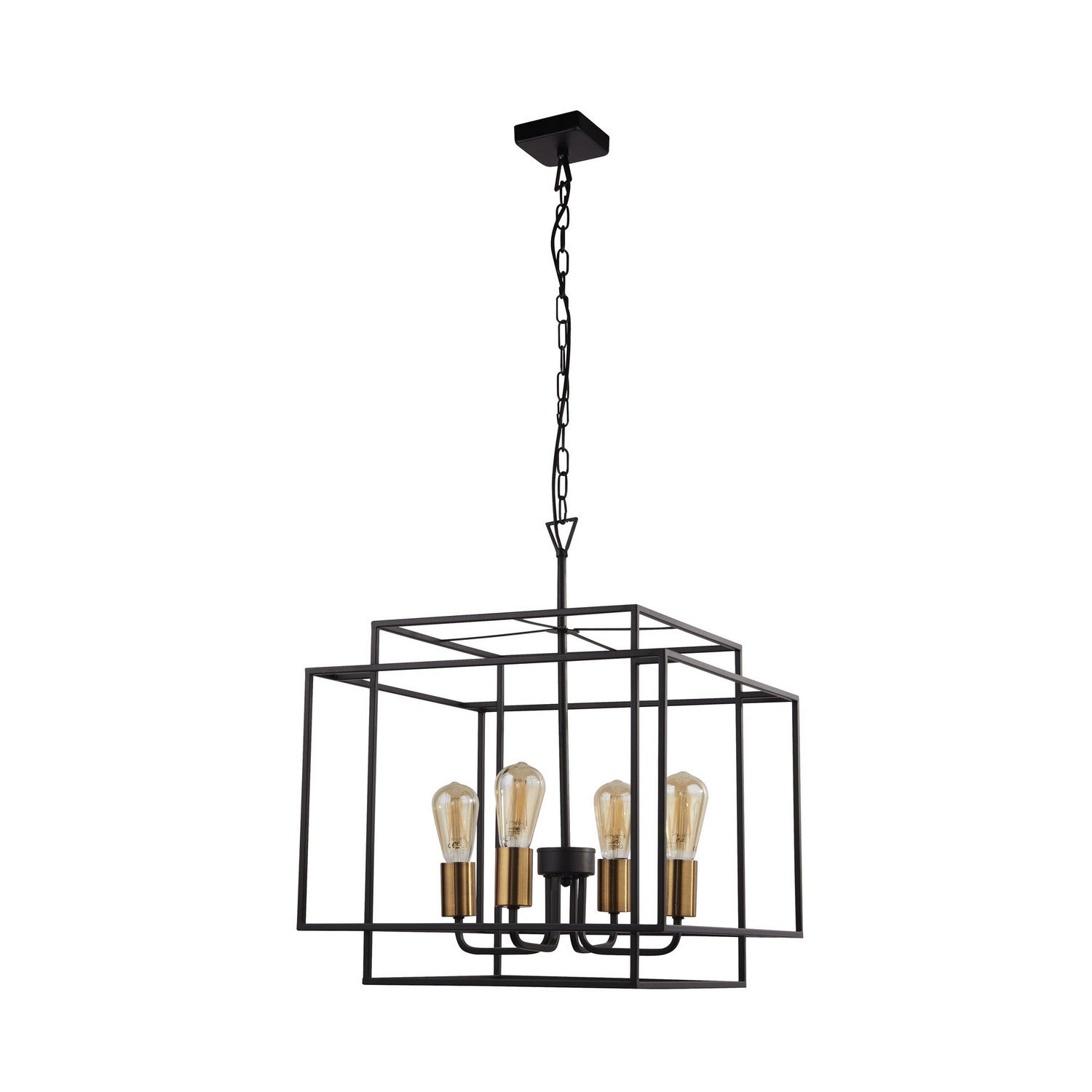 Crate 4 Lights Black Frame Bronze Lamp Holder Pendant