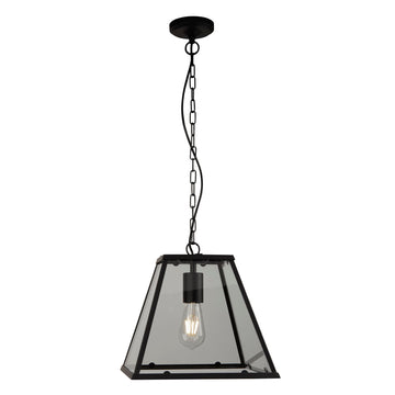 Lantern Noir Matt Black & Glass Pendant