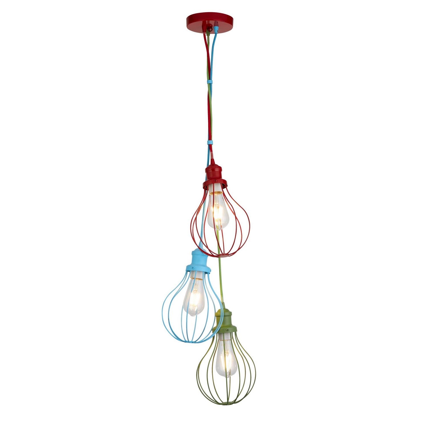 3 Light Kids Balloon Cage Multi-Colour Pendant Light