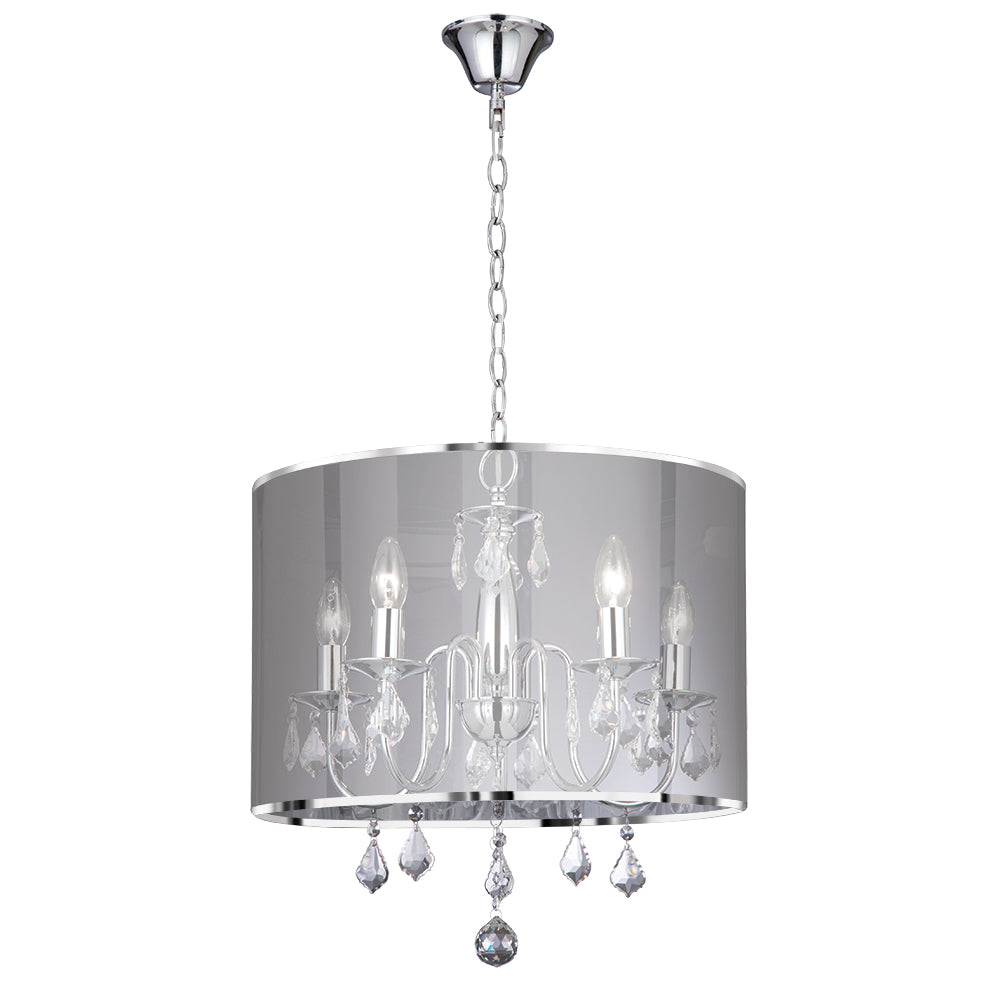 5 Lights Chrome Metallic Silver Shade Ceiling Fitting Chandelier