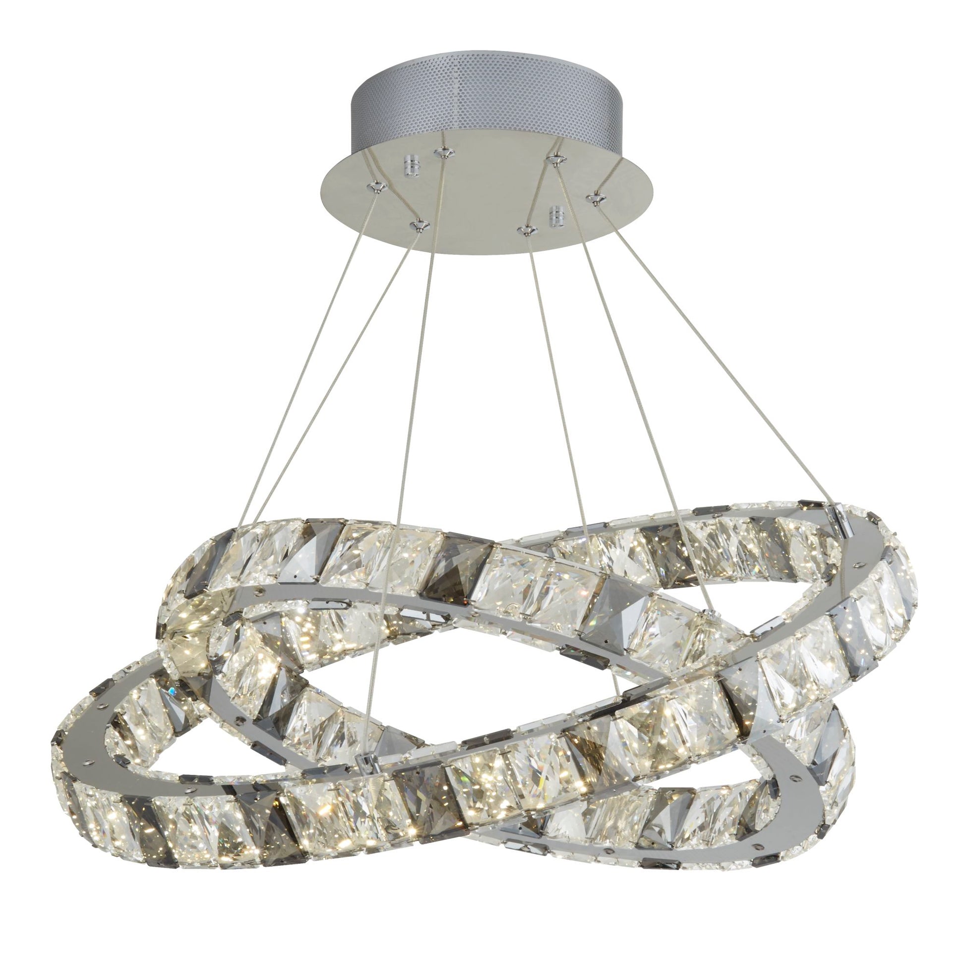 Optica 2 Ring LED Clear & Smokey Crystal Pendant
