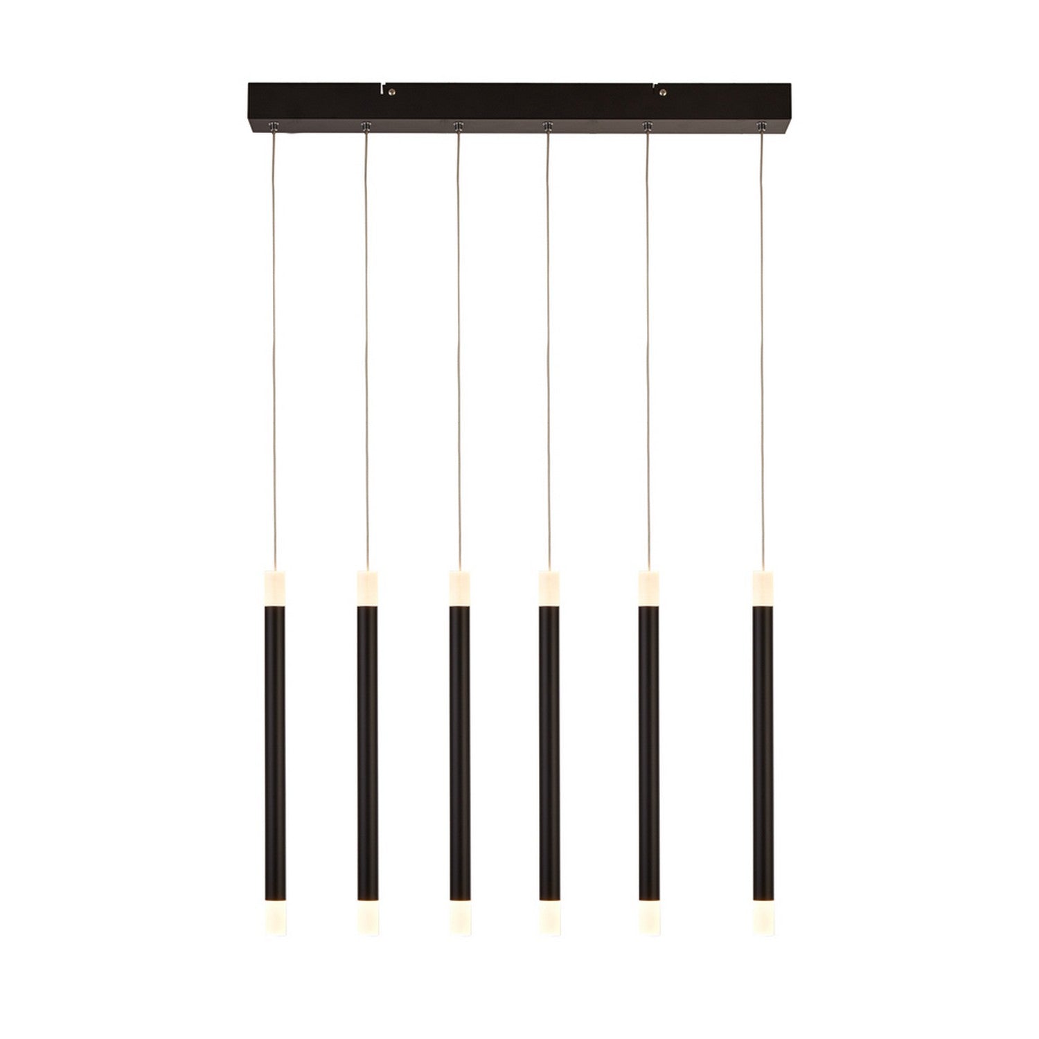 Wands 6 Light LED Black Metal & Acrylic Bar Ceiling Pendant