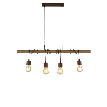 Searchlight Barn 4 Light Pendant With Wood Brown/Black
