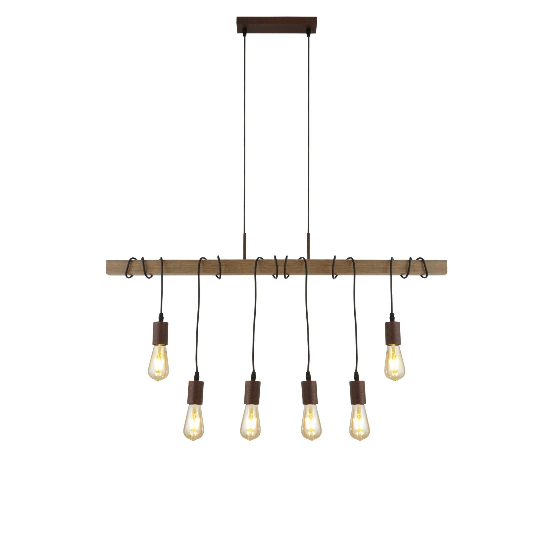 Barn 6 Light  Wood Brown/Black Pendant