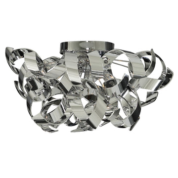 Curls 3 Lights Metal & Chrome Flush Ceiling Light