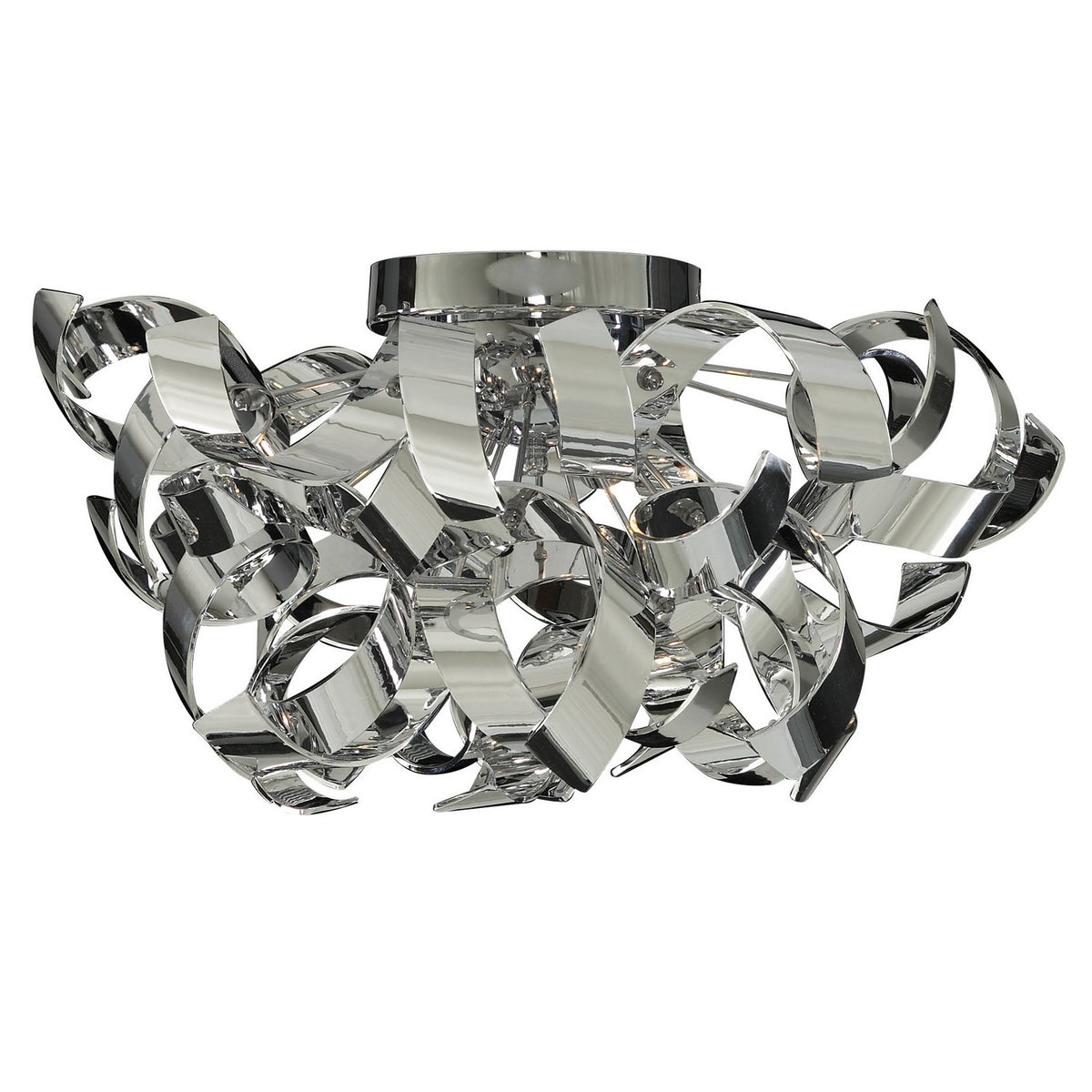 Curls 3 Lights Metal & Chrome Flush Ceiling Light