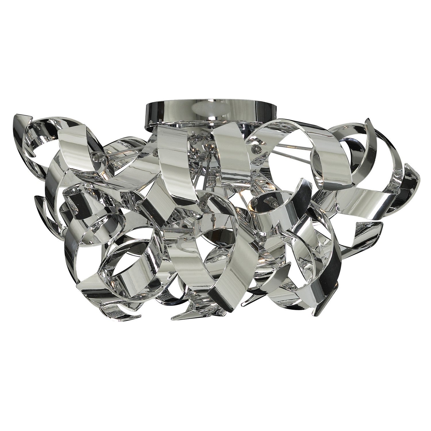 Curls 3 Lights Metal & Chrome Flush Ceiling Light