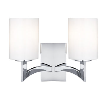 Gina 2 Lights Chrome & White Glass Shades Wall Light